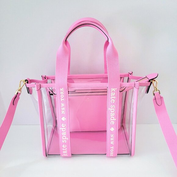 Kate Spade KL064 Kip See Through PVC Small Tote Stadium Bag Handbag Surf Pink